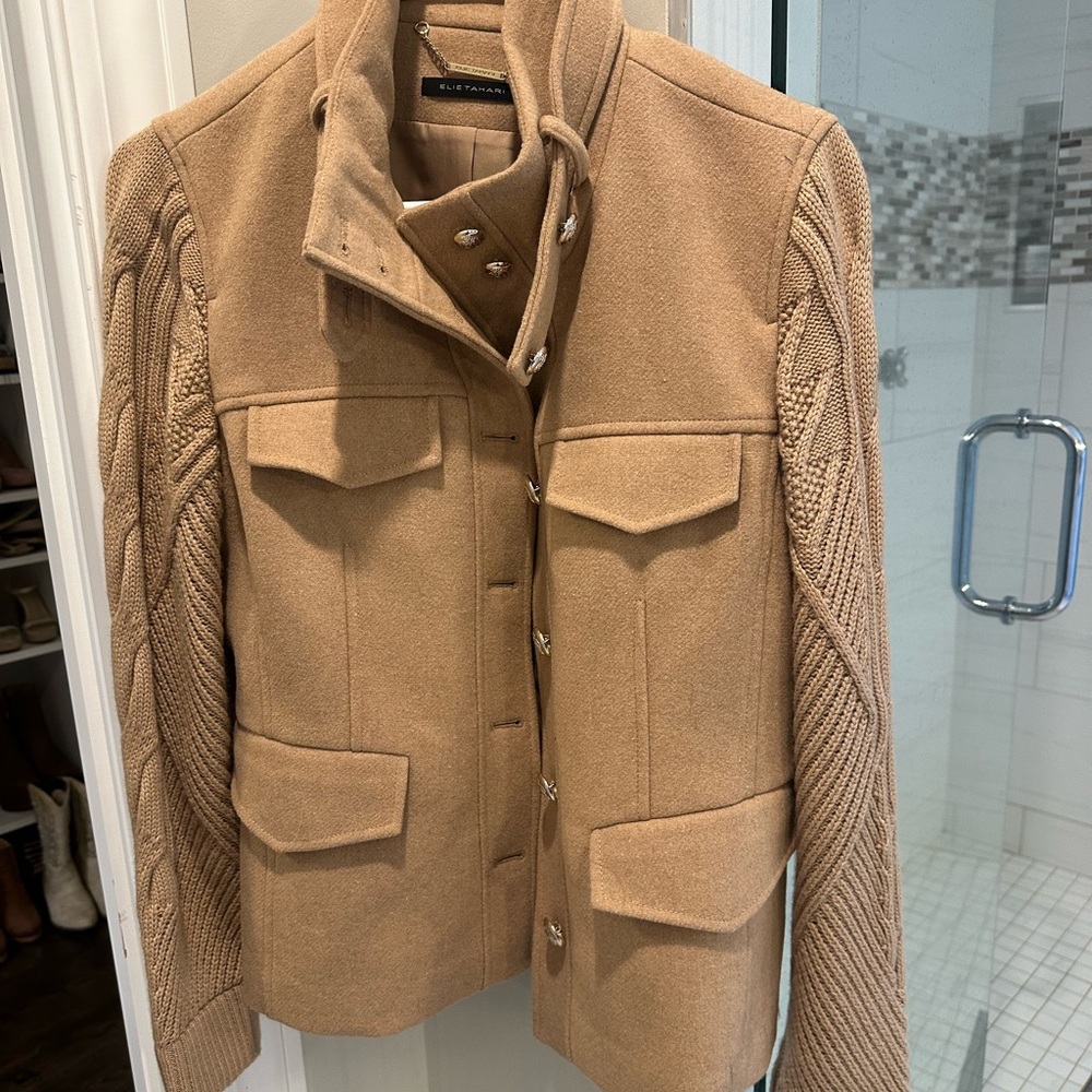 Tan jacket with buttons